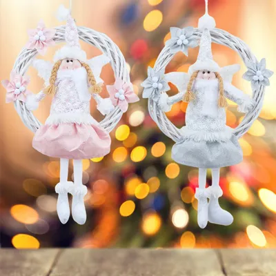 Produktbild von Weihnachten s?er Engel Rattan Ringkranz Vordertr Heimwand Hanging Pendell Feiertagdekoration