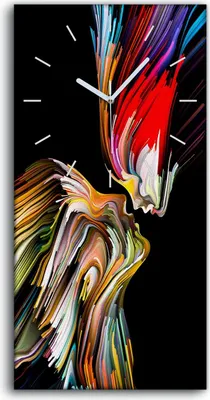 Produktbild von Leinwand Wanduhr Wandkunst Uhr Geräuschlos Kunstdruck 30x60 Abstrakte Kunst Bunt - weiße Hände
