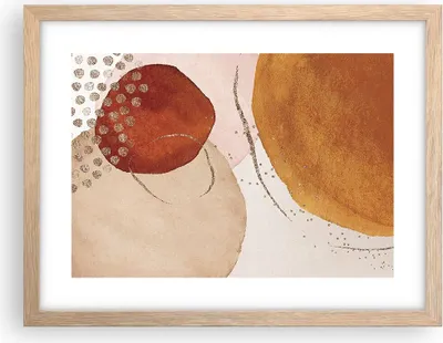 Produktbild von Gerahmtes Poster - Rahmen in heller Eiche - Orange Abstraktion Flecken - 40x30 cm - Wand Bild - Wanddeko - Wandbilder - Kunstposter - Wandposter - Bilderrahmen - Bilder - Kunstdruck - P2NAA40x30-4696
