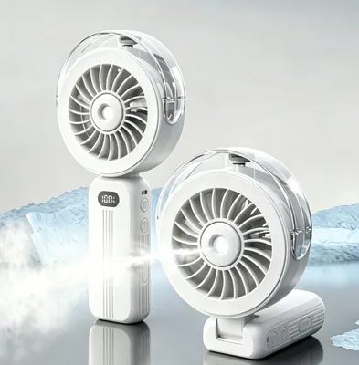 Produktbild von Handventilator Mit Wasserkühlung, Mini Ventilator Akku Aufladbar Mit Wasser,5 Geschwindigkeiten, Tragbarer HandVentilatoren für Reisen Weiß