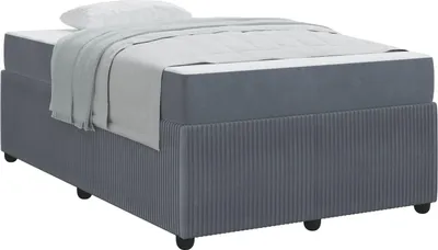 Image de Cadre de lit avec matelas Gris foncé 120 x 200 cm tissu