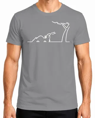 Imagen del producto de Camiseta para hombre, marca Linea Balum, diseño "Strichmännchen" de Osvaldo Cavandoli, color gris, talla M