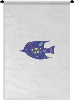 Produktbild von MuchoWow® Wandteppich Wandbehang Fisch - Pastell - Lila 90x135 cm Tapisserie Dekoration Wandtuch - Baumwolle - Wandskulptur