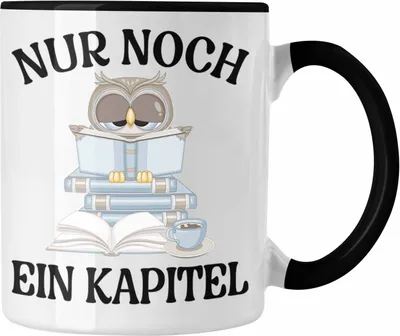 Produktbild von Trendation - Nur Noch Ein Kapitel Tasse für Leseratte Geschenk Bücher Lesen (Schwarz)