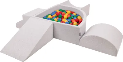 Produktbild von KiddyMoon Spielplatz Aus Schaumstoff Mit 300 Bälle 7cm Hindernisläufen Version 5 Viertel Eckig Bällebad Mit Bunten Bällen Für Babys Und Kinder