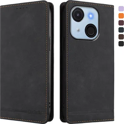 Immagine prodotto di Custodia per itel A50C, custodia retro in Finto cuoio flip con supporto e slot per carte di credito Nero