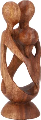 Produktbild von Holzfigur, Statue, Deko Objekt Feng Shui 20 cm - Familie / Dunkelbraun, Dekoobjekte
