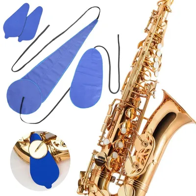 Produktbild von Saxophon Reinigungstuch Set - 4-teilig - Durchzieh-Reinigungstücher für Saxophon - Pflegetuch und Poliertuch - Für Alt-, Tenor- und Sopransaxophon