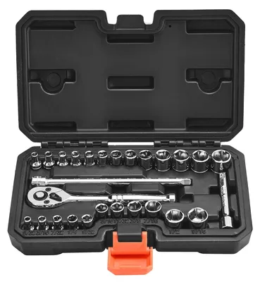 Immagine prodotto di Set di chiavi a bussola VEVOR Set di chiavi a bussola da 27 pezzi con attacco da 6,4 mm Set di chiavi a cricchetto, SAE e metriche, con asta di prolunga per chiavi a cricchetto Custodia, acciaio legato CR-V