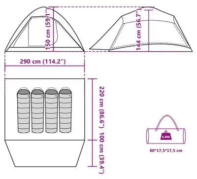 Productafbeelding van vidaXL Koepeltent voor 4 personen, groen, waterdicht