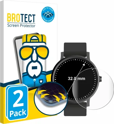 Produktbild von 2x BROTECT Fullscreen Schutzfolie für Armbanduhren (Kreisrund, ø: 32 mm) Displayschutz Folie Fullcover Klar Transparent