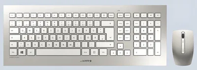 Produktbild von CHERRY DW 8000 Kabelloses Desktopset, Weiß/Silber, USB (QWERTZ - DE), Volle Größe (100%), Kabellos, RF Wireless, QWERTZ, Silber, Weiß, Maus enthalten