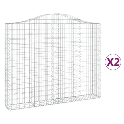 Zdjęcie produktu dla vidaXL Gabiony z wysokim łukiem 2 szt. 200x30x160/180cm Ocynkowane żelazo