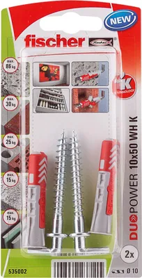 Obrázek produktu pro Fischer 535002 šroubová kotva / hmoždinka 2 ks Sada šroubového háku a hmoždinky 50 mm