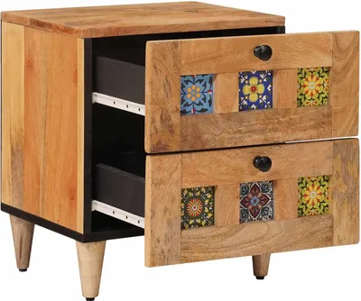 Produktbild von vidaXL Nachttisch Natur 40 x 33,5 x 46 cm Massivholz Mango