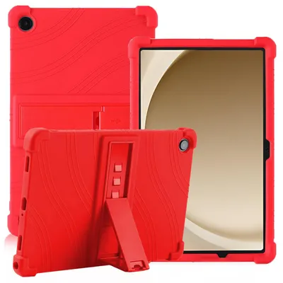 Produktbild von Tablet Hülle für Samsung Galaxy Tab A11 Plus/ A11+ 11", Stoßfeste Weiches Silikon Schutzhülle mit Standfunktion Rot
