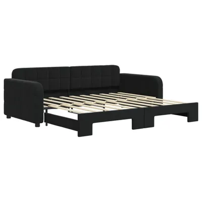 Image de vidaXL Lit de jour extensible noir 90x190 cm velours