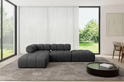 Produktbild von ALTDECOR Modulares Sofa Ecksofa in L-Form - Kerru-L1 - 285x190x70 cm Schwarz universal, links/rechts Corner modular Sofa Eckcouch Couch Wohnlandschaft Cauchsofa Polstersofa