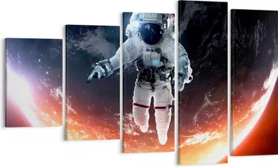 Produktbild von Bild auf Leinwand - Leinwandbild - Kosmonaut Weltraum - 100x60cm - Wand Bild - Wanddeko - Leinwanddruck - Bilder - Kunstdruck - Wanddekoration - Leinwand bilder - Wandkunst - EG100x60-3500