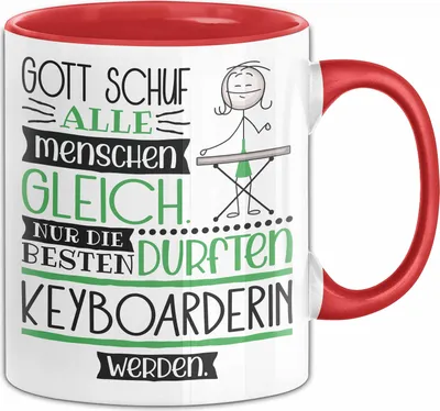 Produktbild von Keyboarderin Geschenk Becher Tasse Gott Schuf Alle Menschen Gleich Nur Die Besten Durfeten Keyboarderin Werden Geschenkidee Lustig (Rot)