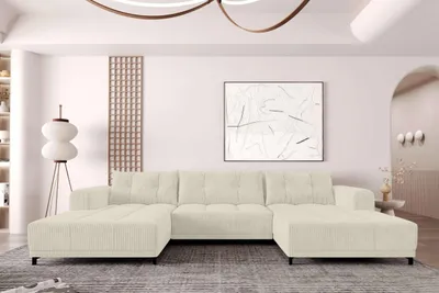 Produktbild von 99rooms Massimo Wohnlandschaft Cordstoff POSO Creme mit Schlaffunktion