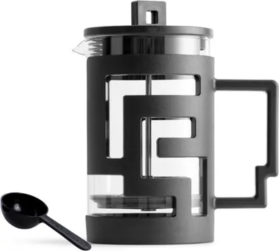 Zdjęcie produktu dla Szklany zaparzacz do kawy i herbaty French Press Pot Maze Shell Design Czarny 350ml