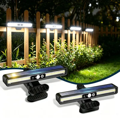 Solar-Clip-Leuchten 2er-Pack, 36 LED, IP55, 3 Modi, Bewegungsmelder