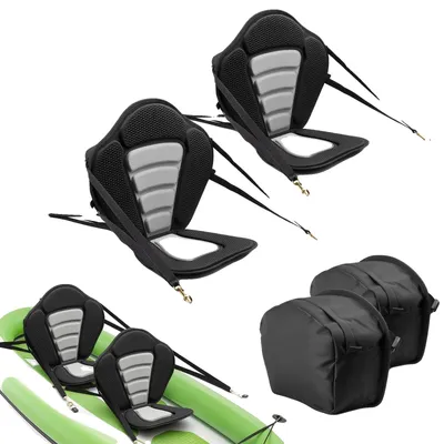 Immagine prodotto di VEVOR 2 sedili per kayak, spessore 12 mm, sedile imbottito per tavola da stand up paddle, sedile per imbarcazioni con schienale, tasca portaoggetti e cinghie regolabili per SUP, canoa, barca da pesca e kayak gonfiabile