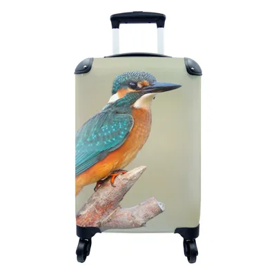 Produktbild von MuchoWow® Koffer Handgepäck Trolley Rollkoffer Kleine Reisekoffer mit 4 Rollen - Vogel - Eisvogel - Zweig - Cabin Size < 55x40x23 cm & 55x40x20 cm - Fotokoffer - Kabinenkoffer - Boardgepäck - Reise-Box - Reisekoffer - Reisegepäck - Koffer mit Bild - Trolley für Kinder