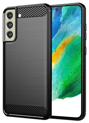 Produktbild von Techsuit Carbon Silicone Back Cover Hülle für Samsung Galaxy S21 FE - Schwarz