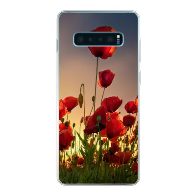 Produktbild von MuchoWow® Handyhülle Schutzhülle Hülle für Samsung Galaxy S10 Lite Bunter Himmel über einem Mohnblumenfeld in Dänemark Silikon Softcase Handy Hülle - Schutz