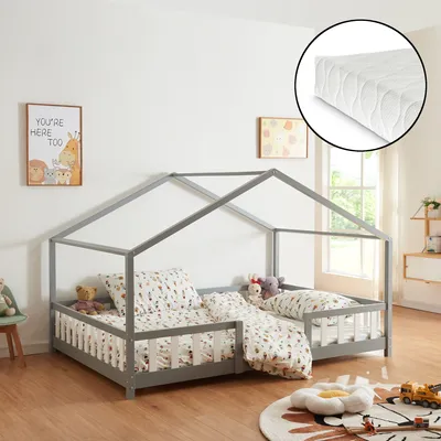 Obrázek produktu pro Dětská postel 'Treviolo' s matrací a ochranou proti pádu 120x200cm šedá