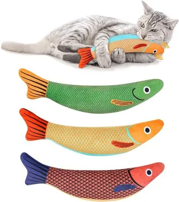 Immagine prodotto di Giocattoli in peluche per gatti: set di 3 giocattoli masticabili interattivi con campanellino