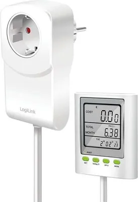 Produktbild von LogiLink Energiekosten-Messgerät mit CO2-Emissionsberechnung weiß/silber