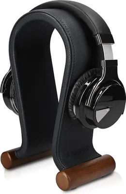 Produktbild von Navaris Universal Kopfhrerstnder mit Kunstleder Bezug - Kopfhrer Halter Gaming Headset Halterung - On Ear Headphone Stand - in Schwarz