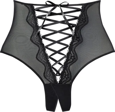 Produktbild von Petite fleur gold High-Waist-String mit Ouvert-Öffnung, High-Waist-Ouvert-String in transparenter Optik schwarz Größe 44/46