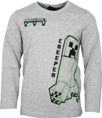 Produktbild von Minecraft Creeper Gamer Kinder Jungen Langarmshirt Shirt – Grau / 116