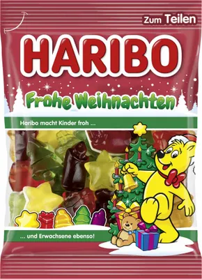Obrázek produktu pro Haribo Veselé Vánoce ovocné žvýkačky s pěnovým cukrem 200g