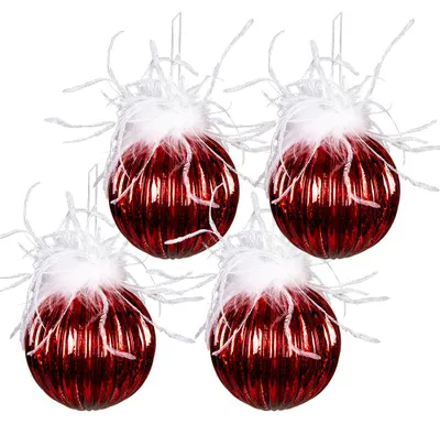 Produktbild von Clayre & Eef Weihnachtskugel 4er Set Ø 10 cm Rot Weiß Glas