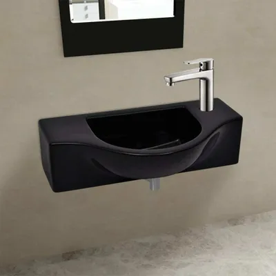 Produktbild von vidaXL Keramik Waschbecken mit Hahnloch schwarz