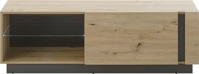 Produktbild von TV Lowboard CARDIFF-61 in Eiche Artisan Nb. mit Absetzungen in Graphit grau, B/H/T: ca. 138/46/40 cm