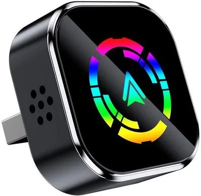 Imagen del producto de Adaptador CarPlay para coche: dispositivo 2 en 1 con puertos USB y USB-C, que permite la conexión inalámbrica de Android Auto y CarPlay