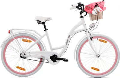 Produktbild von Goetze Style 26 Zoll City Bike, 43 cm ALU Rahmen, 3-Gang Shimano Nexus, Rücktrittbremse & V-Bremse, LED-Beleuchtung, Gepäckträger, Rattankorb mit Bezug