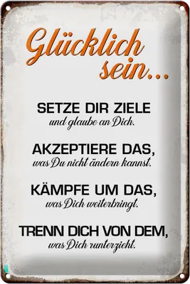 Produktbild von Blechschild Spruch 20x30cm glücklich sein glaube an dich