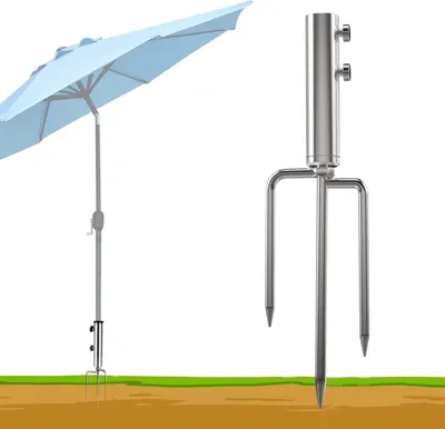 Immagine prodotto di Porta ombrellone per la spiaggia - con picchetto a terra per ombrellone - 3 pezzi - adatto per balcone, giardino