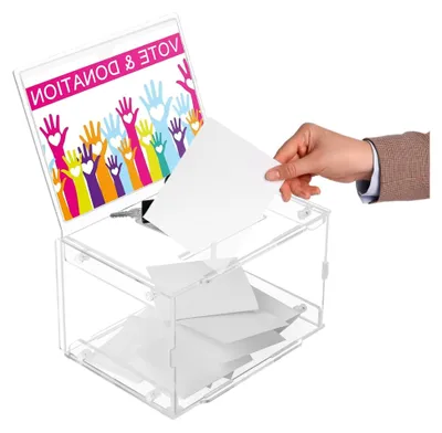 Produktbild von Acryl-Wahlurne | Transparente Box für Spendenaktionen mit Schloss