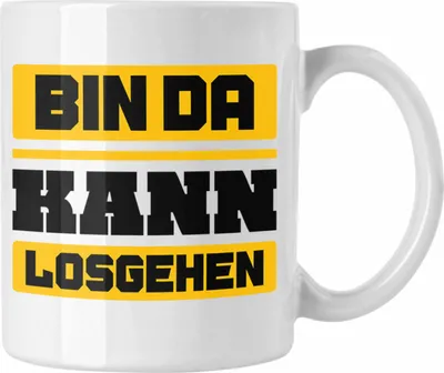 Produktbild von Trendation - Bin Da Kann Losgehen Tasse Lustiger Spruch Kollege Kollegin Witzige Kaffeetasse mit Spruch (Weiß)