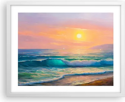 Produktbild von Gerahmtes Poster - Weißer Rahmen - Meer Welle Ufer - 50x40 cm - Wand Bild - Wanddeko - Wandbilder - Kunstposter - Wandposter - Bilderrahmen - Bilder - Kunstdruck - Wandbild - P2WAA50x40-3915