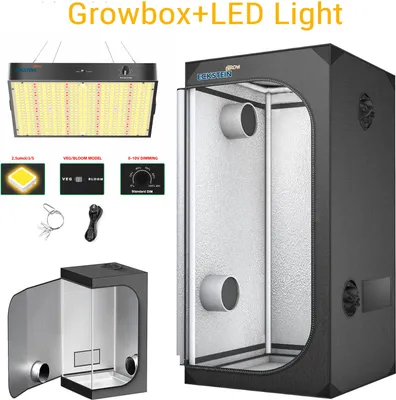 Produktbild von LED Growbox Komplettset 80x80X160cm Gewächshaus Indoor Growtzelt mit 100W Vollspektrum Dimmbar LED Growlight