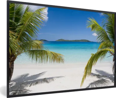 Produktbild von MuchoWow® MuchoWow® Gerahmtes Poster Strand - Palmen - Tropisch 90x60 cm - Poster mit zchwarzem Bilderrahmen - Fotorahmen - Foto-Plakat